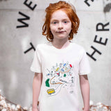 Infographics T-shirt with Printed Village for Kids