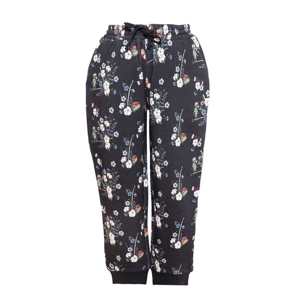 Boys and Girls Sweatpants in Black Print