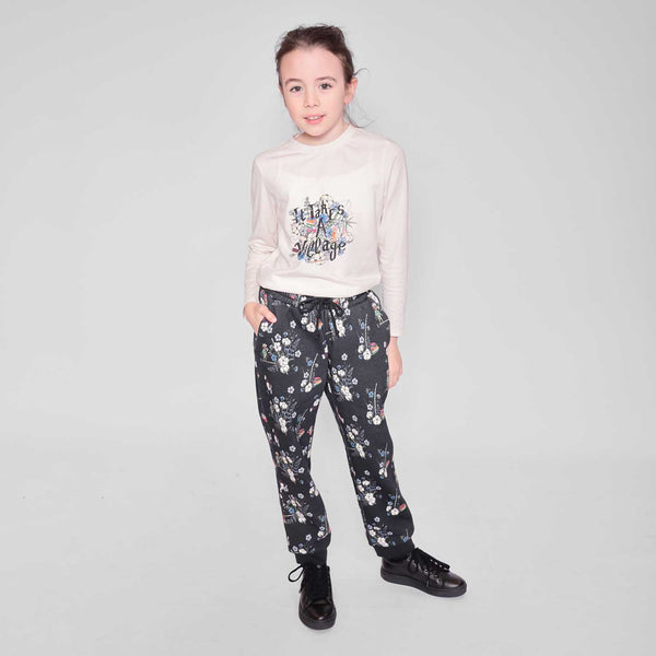 Boys and Girls Sweatpants in Black Print