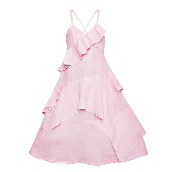Roze asymmetrische jurk