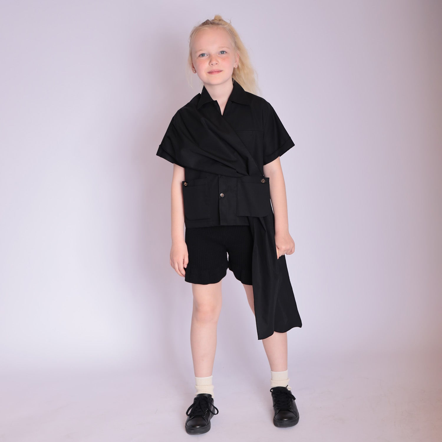 Zero Waste Black Designer Shirt for Boys and Girls