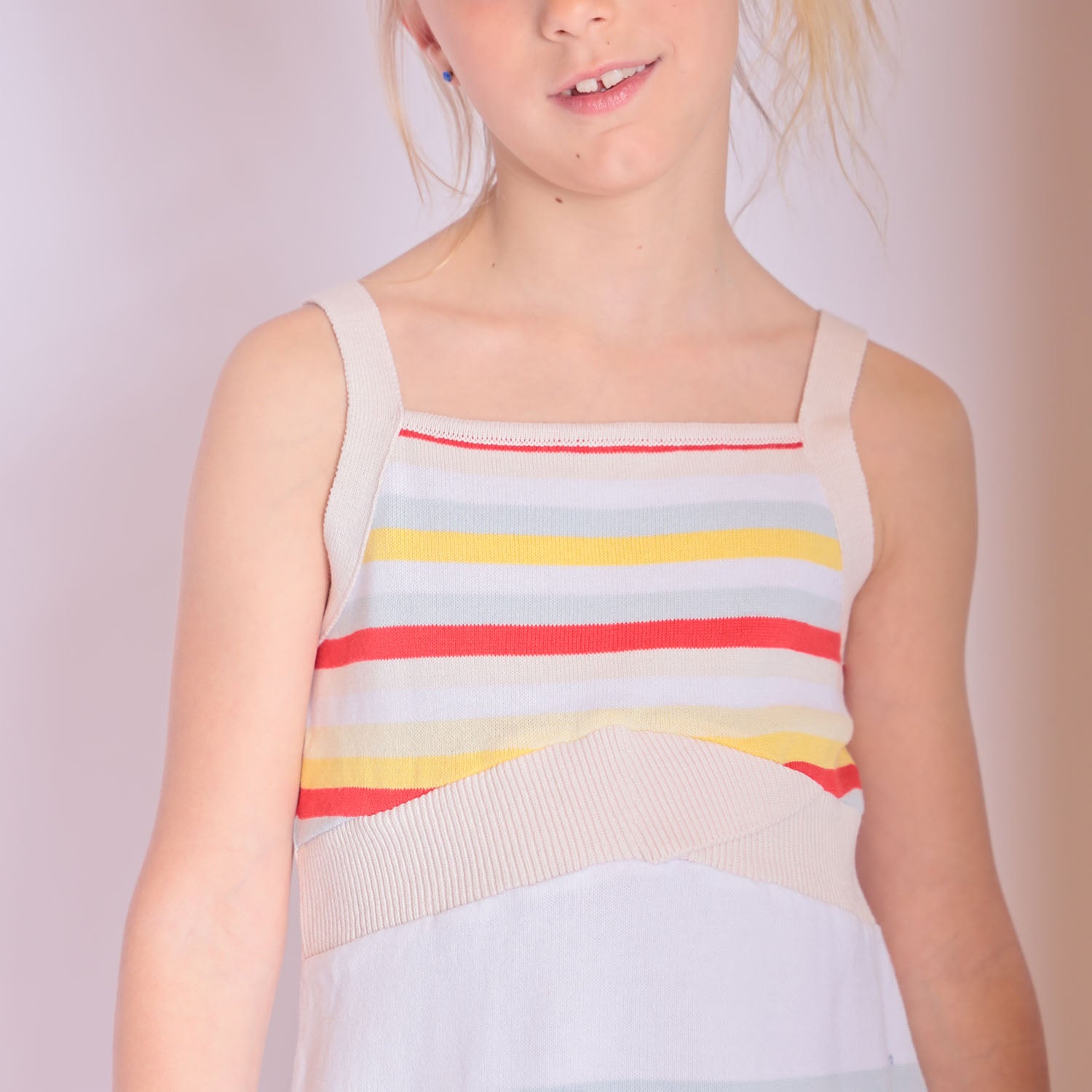 Girls Beach Dress with Bright Stripes