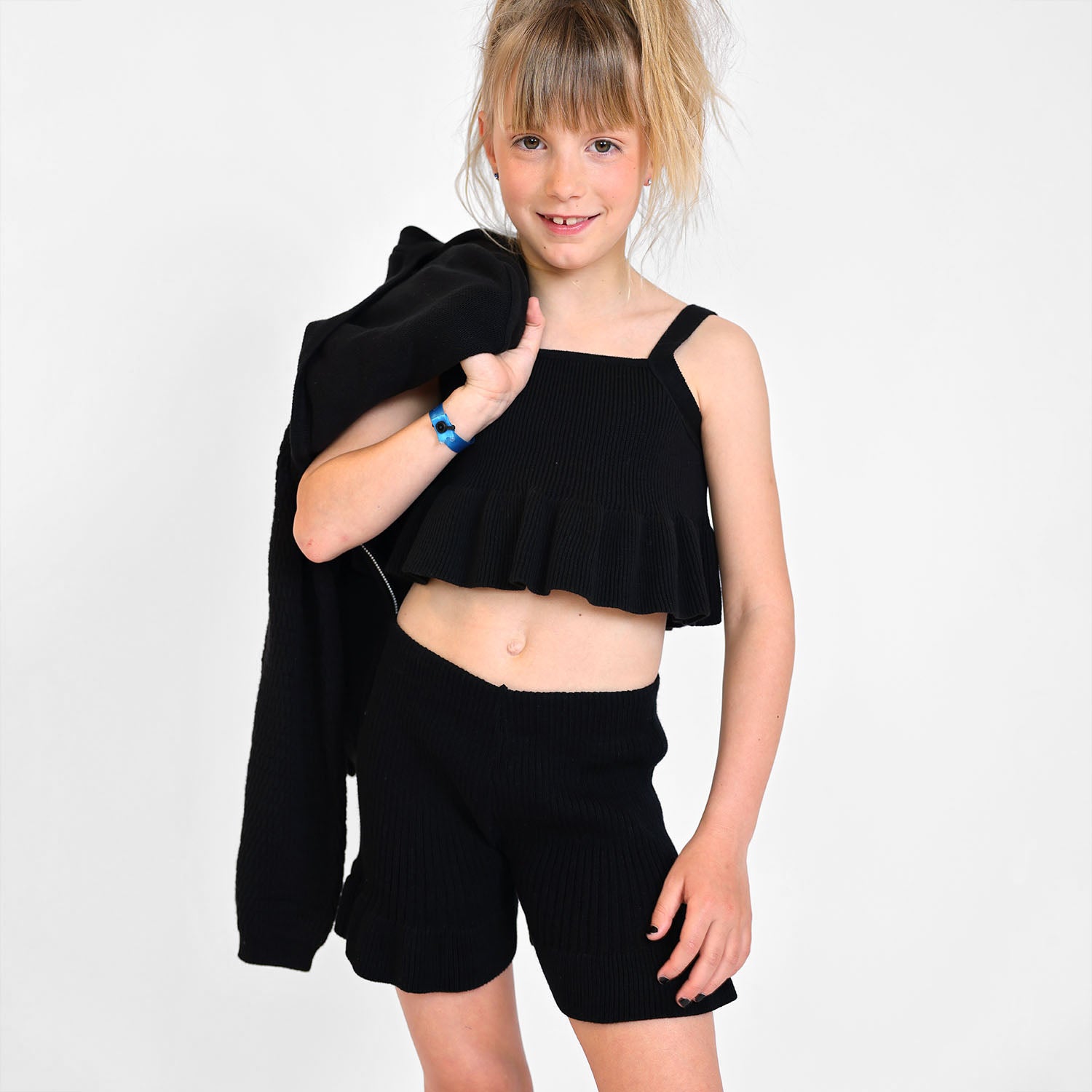 Black Knitted Beach Shorts