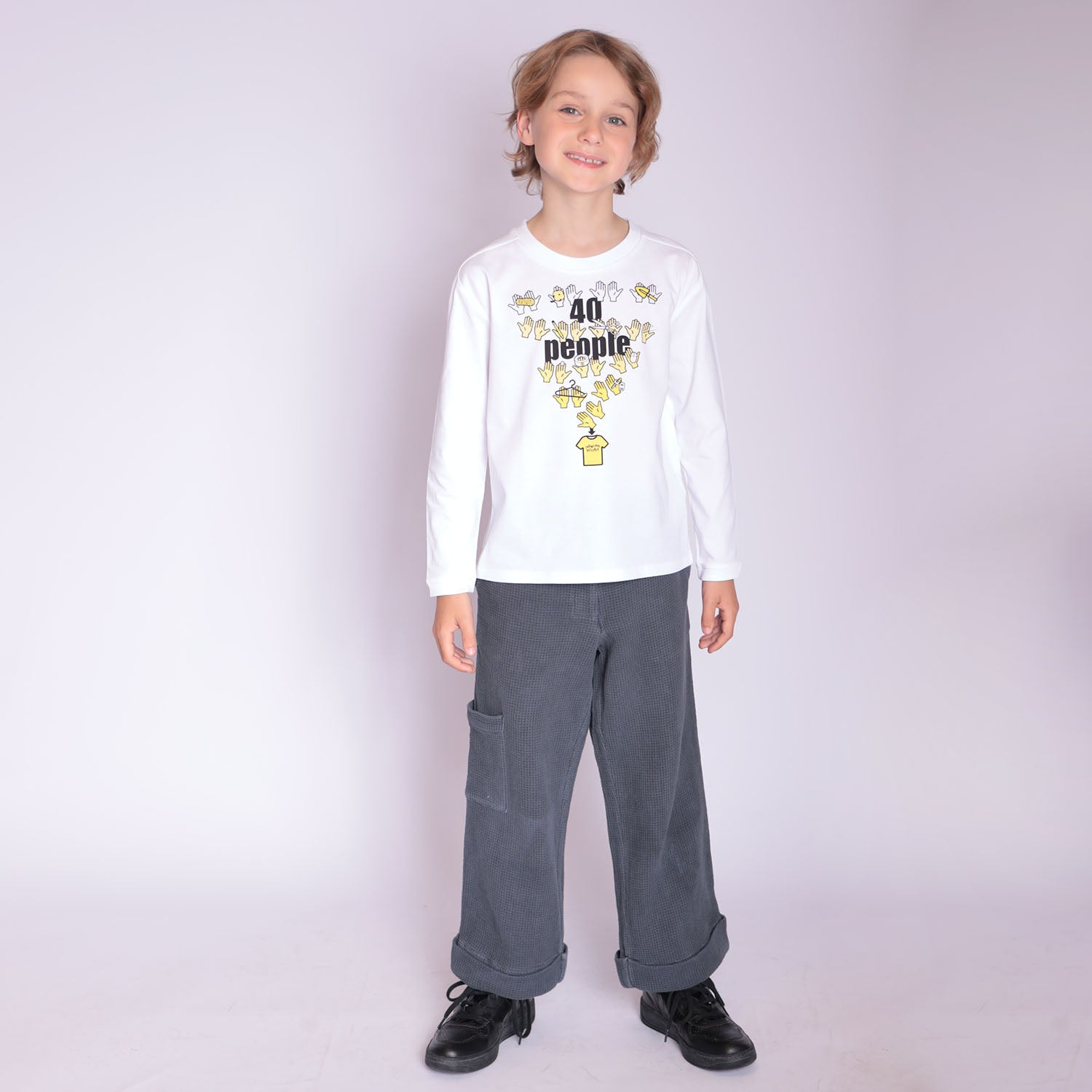 Grey Waffle Pants for Kids