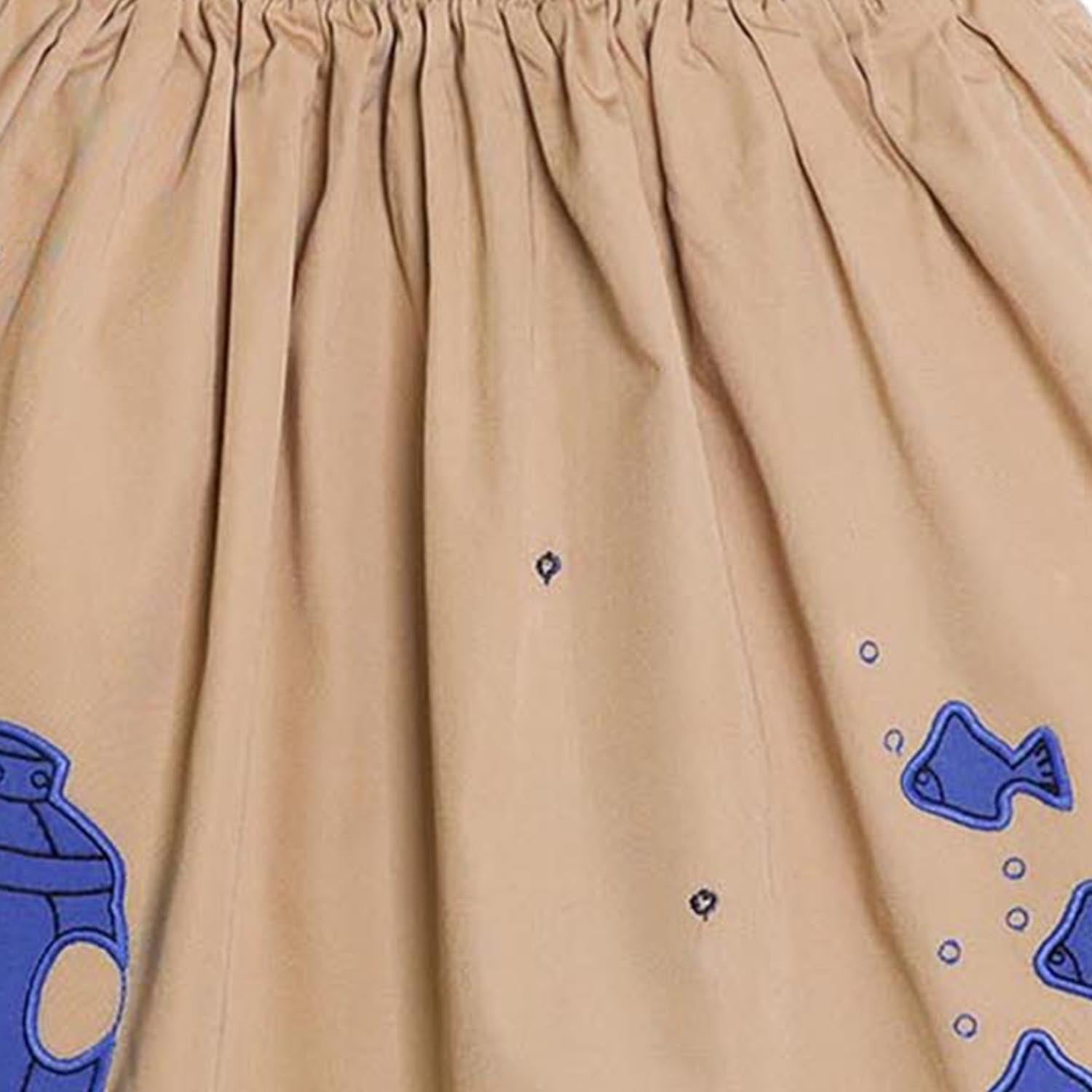 MAGIC MENDING PRELOVED Beige Cotton Skirt with Submarine, 8 years