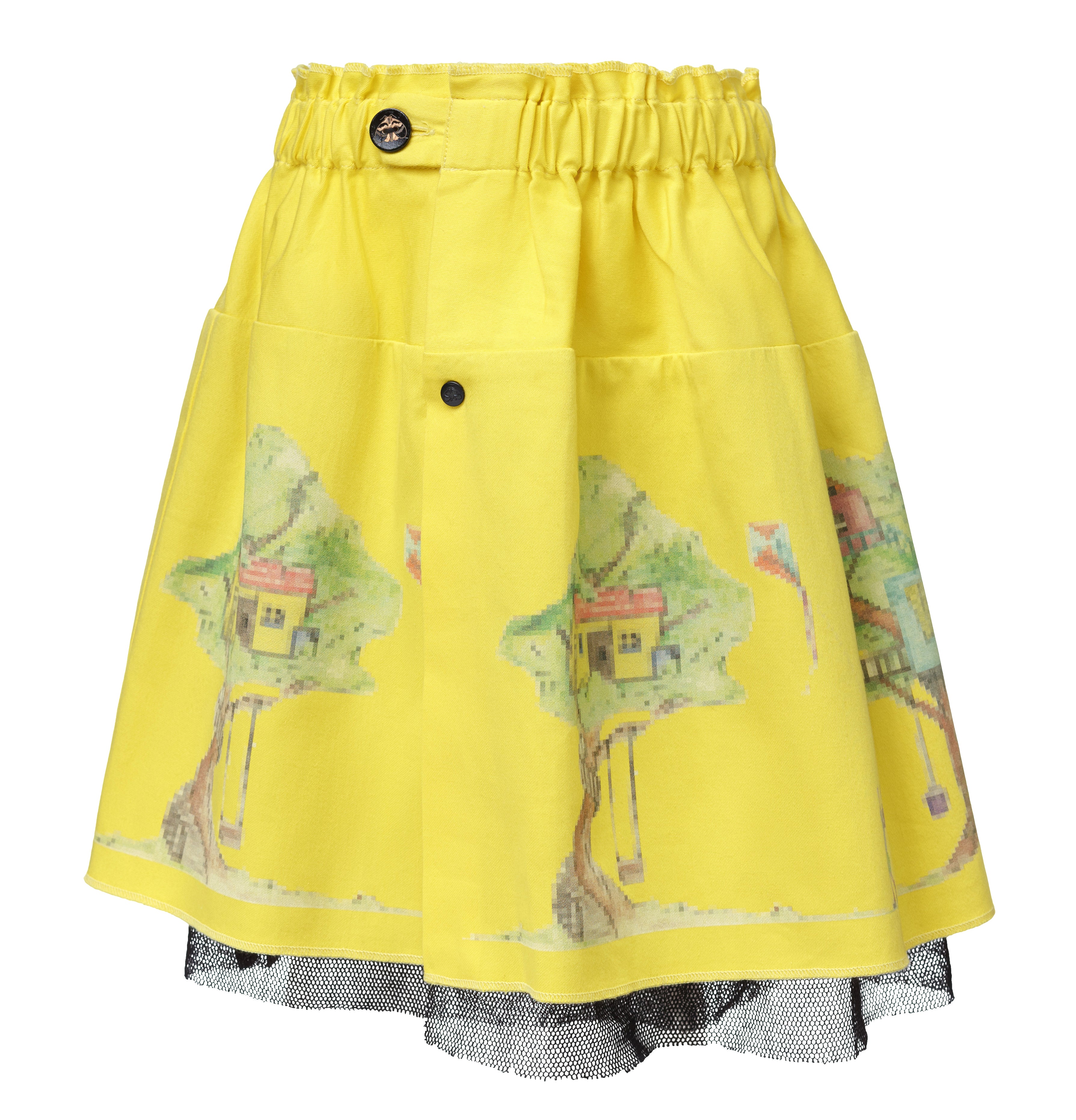 Yellow Skirt with Treehouse Print