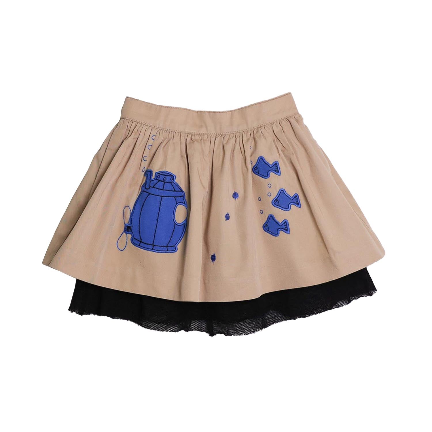 MAGIC MENDING PRELOVED Beige katoenen rok met onderzeeër, 2 jaar