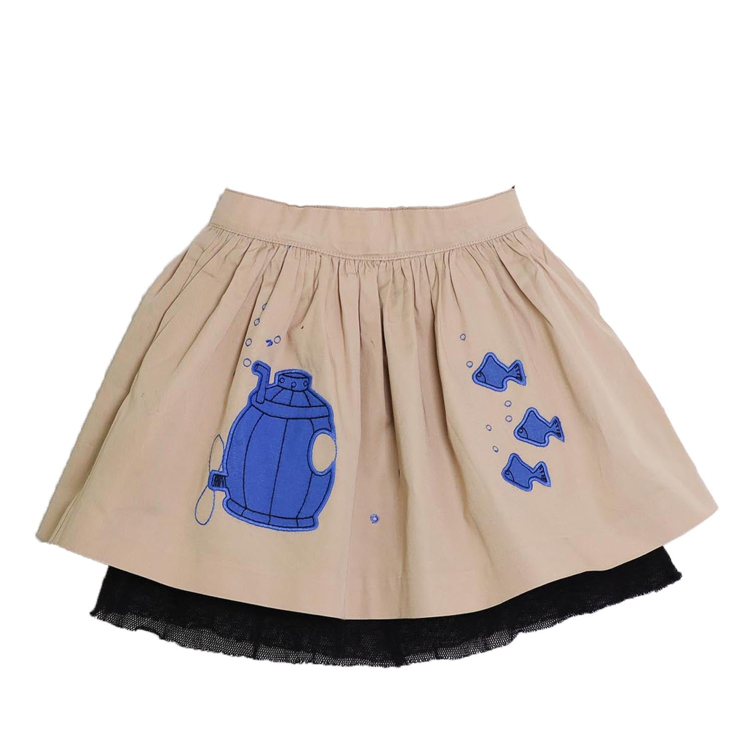 MAGIC MENDING PRELOVED Beige katoenen rok met onderzeeër, 4 jaar