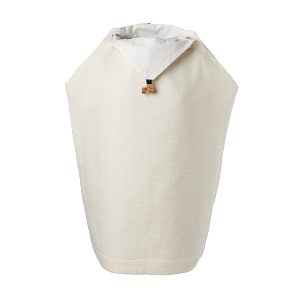 Gebroken witte zakdoekjurk voor dames met geborduurde sjaal