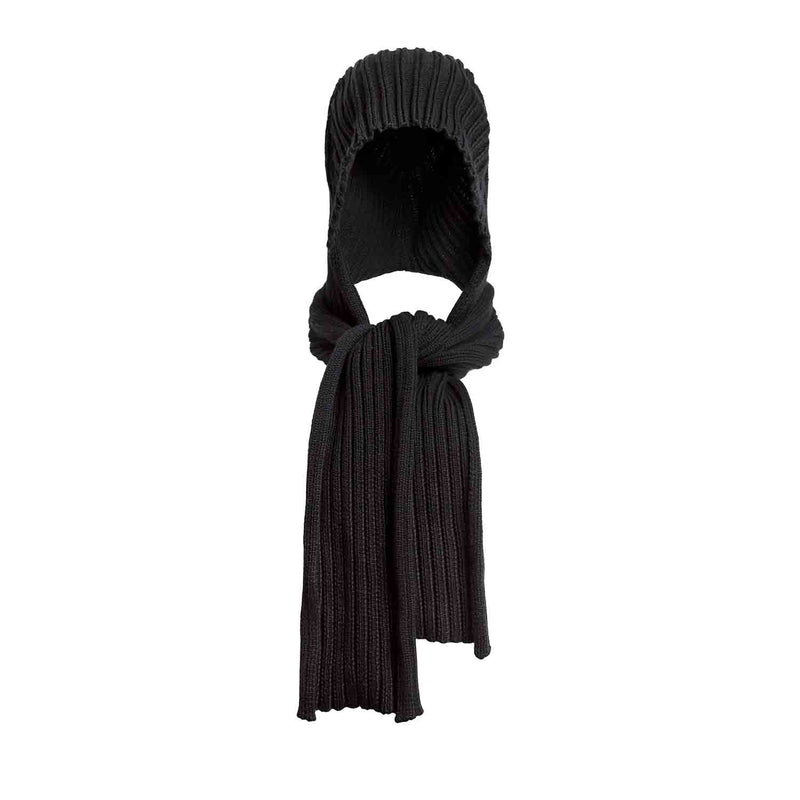 Zwarte gebreide muts-sjaal 