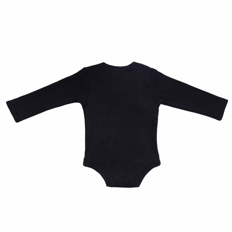 Zwarte baby onesie met fluwelen detail
