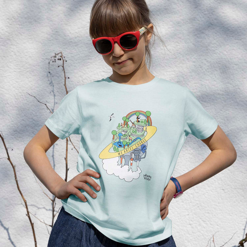 Earth Day T-shirt voor kinderen in mintgroen