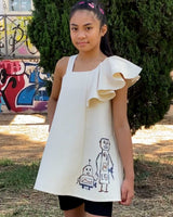 Handbeschilderde mini-jurk Limited Edition, GOTS