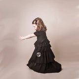 Steampunk zwarte kanten jurk