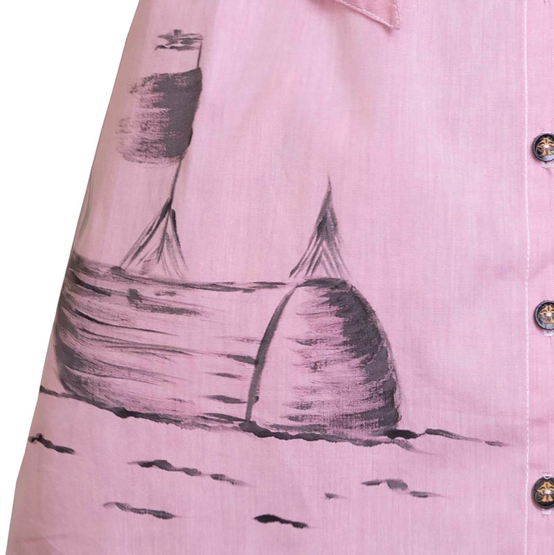 Handbeschilderde roze safarijurk voor meisjes Limited Edition, GOTS