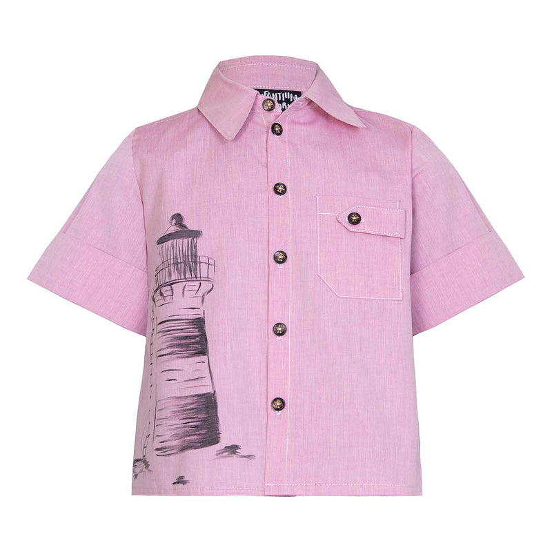 Handbeschilderd roze overhemd Limited Edition, GOTS