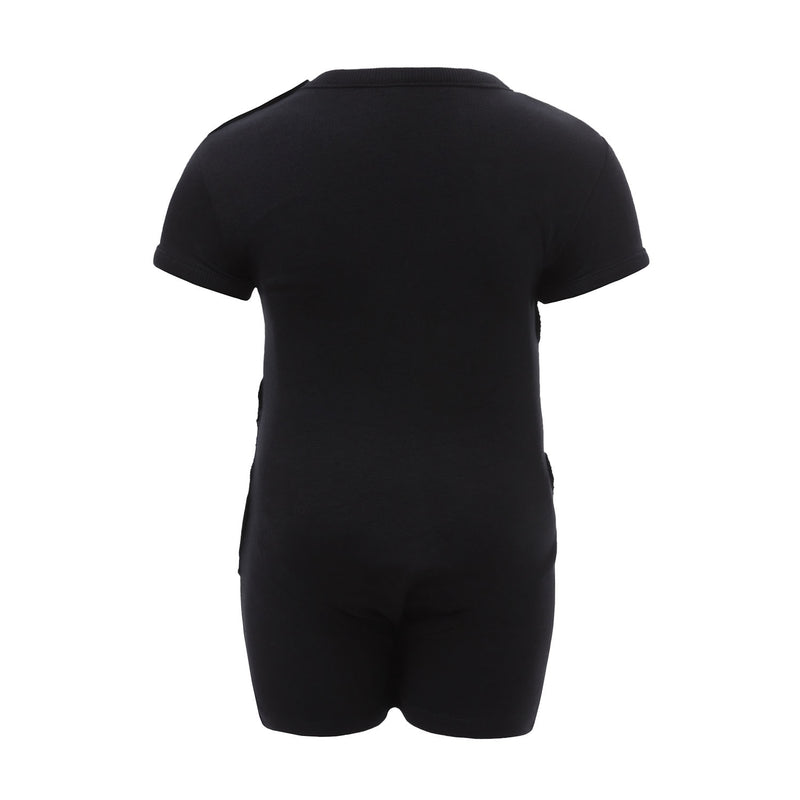 Zwarte baby onesie met booreiland